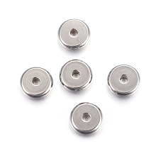 Honeyhandy 304 Stainless Steel Spacer Beads, Flat Round, Stainless Steel Color, 8x2.5mm, Hole: 1.8mm