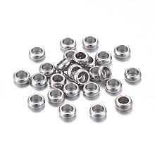 Honeyhandy 201 Stainless Steel Spacer Beads, Column, Stainless Steel Color, 3.5x1mm, Hole: 2mm