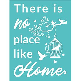 OLYCRAFT 2PCS Self-Adhesive Silk Screen Printing Stencil “There is No Place Like Home” Sign Stencil Reusable Pattern Stencils for Painting on Wood Fabric T-Shirt Wall and Home Decorations