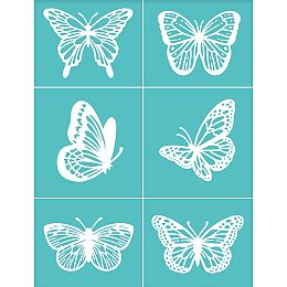 OLYCRAFT 2PCS Self-Adhesive Silk Screen Printing Stencil Reusable Six Butterflies Stencils for Painting on Wood Fabric T-Shirt Bags Wall and Home Decorations - 11x8 Inch