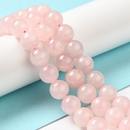 Natural Madagascar Rose Quartz Beads Strands, Round, 10mm, Hole: 1mm, about 37pcs/strand, 15.55''(39.5cm)