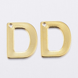 Honeyhandy 304 Stainless Steel Charms, Letter, Initial Charms, Letter.D, 11x6~12x0.8mm, Hole: 1mm