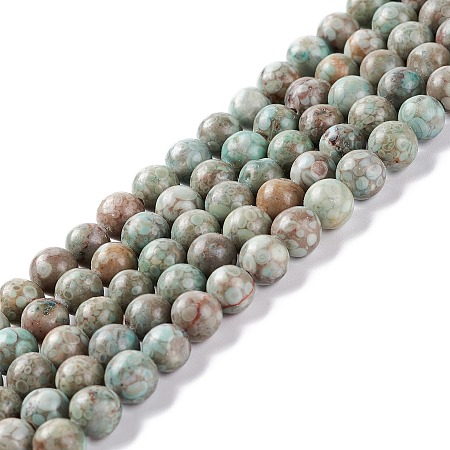 Honeyhandy Natural Maifanite/Maifan Stone Beads Strands, Dyed, Round, Cadet Blue, 6~6.5mm, Hole: 1mm, about 61~66pcs/strand, 15.16~15.75(38.5~40cm)