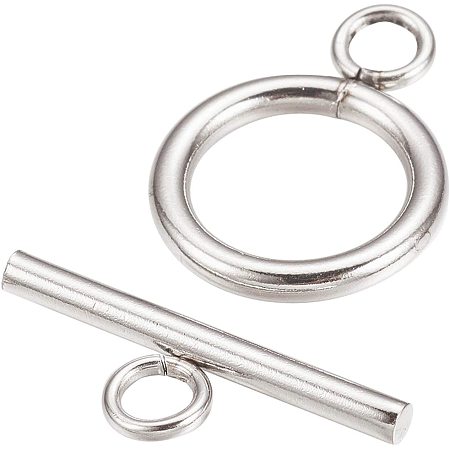 UNICRAFTALE About 100 Sets 304 Stainless Steel Toggle Clasps Silver Tone Bar and Ring Clasps End Clasps Connectors Jewelry Components for Bracelet Necklace Jewelry Making