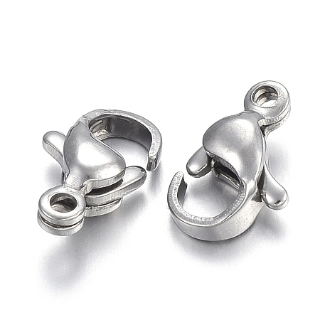 Honeyhandy 304 Stainless Steel Lobster Claw Clasps, Parrot Trigger Clasps, Stainless Steel Color, 10x6.5x3.5mm, Hole: 1mm