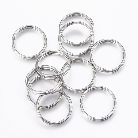 Honeyhandy 304 Stainless Steel Split Rings, Double Loops Jump Rings, Stainless Steel Color, 14x2mm, Inner Diameter: 12mm