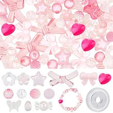 SUNNYCLUE 150Pcs 13 Style Acrylic Assorted Beads Pastel Beads Transparent Flower Beads Candy Faceted Star Heart Butterfly Bead Round Beads for Jewelry Making Adults DIY Bracelet Necklace Crafts