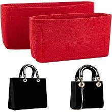 WADORN 2 Styles Handbag Felt Organizer Insert, Tote Bag Organizer Insert with Zipper Bag in Bag Divider Organizer Soft Multiple Pockets Compartments Bag Interior Insert Accessories for Women, Red