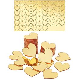 PandaHall Elite 100pcs Golden Mirrors for Crafts, Heart Self Adhesive Mirror Tiles 0.7 Inch Acrylic Craft Mirror Stickers Small Mirror Circles for Crafts Arts DIY Projects Home Room Wall Easter Decor