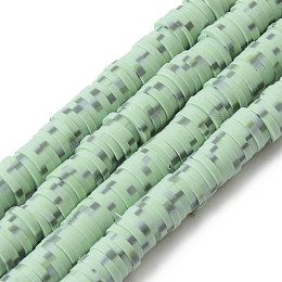 Honeyhandy Handmade Polymer Clay Beads Strands, for DIY Jewelry Crafts Supplies, Heishi Beads, Disc/Flat Round, Dark Sea Green, 6x0.5~1mm, Hole: 1.8mm, about 320~447pcs/strand, 15.75 inch~16.14 inch(40~41cm)