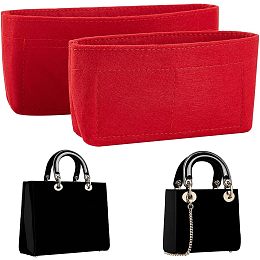 WADORN 2 Styles Handbag Felt Organizer Insert, Tote Bag Organizer Insert with Zipper Bag in Bag Divider Organizer Soft Multiple Pockets Compartments Bag Interior Insert Accessories for Women, Red