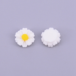 Honeyhandy Resin Cabochons, DIY Accessories, Daisy Flower, White, 10x4mm