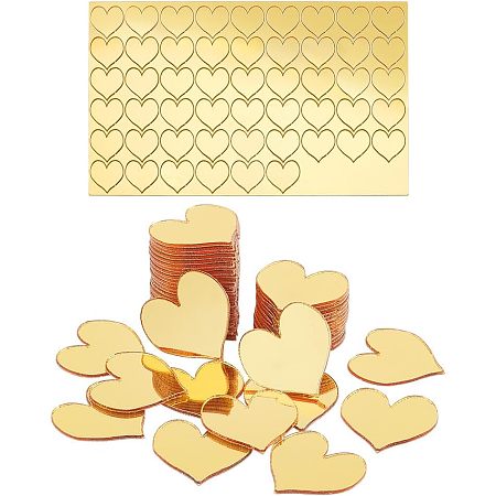 PandaHall Elite 100pcs Golden Mirrors for Crafts, Heart Self Adhesive Mirror Tiles 0.7 Inch Acrylic Craft Mirror Stickers Small Mirror Circles for Crafts Arts DIY Projects Home Room Wall Easter Decor