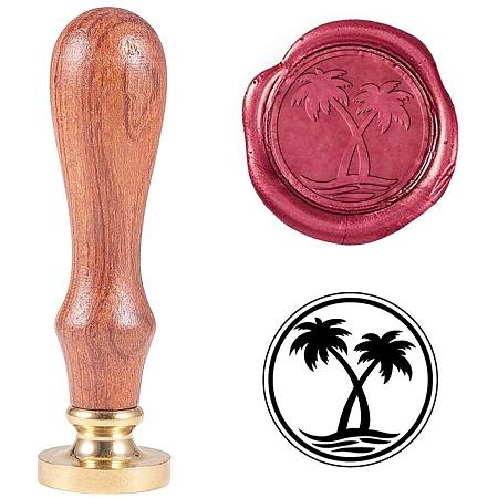 PandaHall Elite Coconut Tree Seal Wax Stamp Vintage Retro Plant Sealing Stamp for Embellishment of Envelopes, Invitations, Wine Packages, Gift Packing