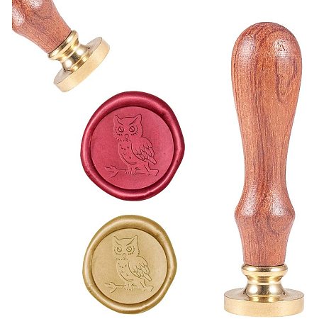 CRASPIRE Wax Seal Stamp, Vintage Wax Sealing Stamps Owl Retro Wood Stamp Removable Brass Head 25mm for Wedding Envelopes Invitations Embellishment Bottle Decoration Gift Packing
