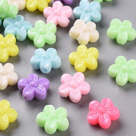 ARRICRAFT Opaque Acrylic Beads, Flower, Mixed Color, 15x15.5x7.5mm, Hole: 1.5mm, about 645pcs/500g