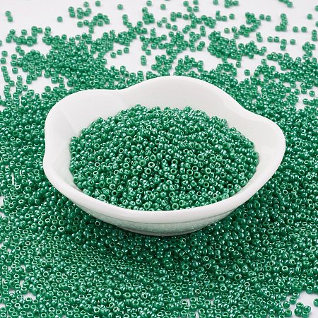 TOHO Japanese Seed Beads, Round, 11/0 Opaque-Lustered, Medium Sea Green, 2x1.5mm, Hole: 0.5mm, about 933pcs/10g