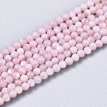 Honeyhandy Natural Freshwater Shell Beads Strands, Dyed, Round, Pink, 2.5mm, Hole: 0.7mm, about 180~185pcs/Strand, 15.55 inch~15.91 inch