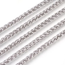 Honeyhandy 304 Stainless Steel Wheat Chains, Foxtail Chain, Unwelded, Stainless Steel Color, 5mm