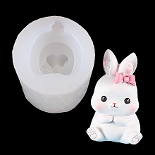 Honeyhandy DIY Easter Rabbit Figurine Display Silicone Molds, Resin Casting Molds, for UV Resin & Epoxy Resin Craft Making, Bowknot Pattern, 58x44mm