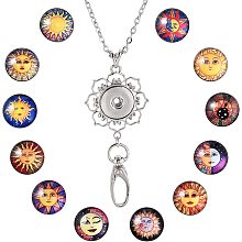 SUNNYCLUE 1 Box 12 Styles Tarot Lanyard Snap Button Office Lanyard Bulk Sun Lanyards for ID Badges School ID Badge Lanyard Holder Stainless Steel Chain Lanyard Breakaway Jewelry Pendant 30 inches