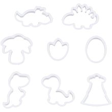 SUPERFINDINGS 8 Style Plastic Cookie Cutters Polymer Clay Cutters Dinosaur Clay Cutter White Tree Oval Paw Print Cookies Fondant Mouldss for DIY Biscuit Baking Tool