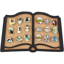 BENECREAT Pin Board Book Cork Board Bulletin Display Board, 0.8inch Thick Wall Mounted Cork Board for Brooch Pin Storage, Office Home and School Decor, 11x7inch