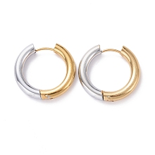 Honeyhandy Two Tone 304 Stainless Steel Hinged Hoop Earrings for Women, Golden & Stainless Steel Color, 6 Gauge, 23x24.5x4mm, Pin: 1mm