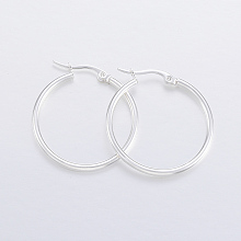 Honeyhandy 304 Stainless Steel Hoop Earrings, Hypoallergenic Earrings, Silver, 31x30x2mm, 12 Gauge, Pin: 1x0.8mm