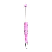 Honeyhandy Valentine's Day Theme Heart Pattern Plastic with Iron Ball-Point Pen, Beadable Pen, for DIY Personalized Pen with Jewelry Beads, Pearl Pink, 147x11.5mm