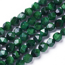 Honeyhandy Natural Tiger Eye Beads Strands, Dyed & Heated, Faceted, Round, Sea Green, 6mm, Hole: 1mm, about 61pcs/strand, 15.2 inch~15.35 inch(38.5~39cm)