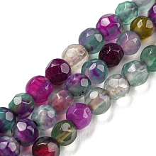 Honeyhandy Natural Agate Beads Strands, Faceted Round, Dyed & Heated, Magenta, 4mm, Hole: 0.8mm, about 91pcs/strand, 14.57 inch(37cm)