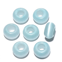 Honeyhandy Cat Eye European Beads, Large Hole Beads, Rondelle, Sky Blue, 14x7mm, Hole: 5~6mm