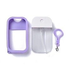 Honeyhandy Empty Portable Plastic Spray Bottles, Refillable Bottles, Fine Mist Atomizer, with Silicone Case and Lobster Clasp, Rectangle, Lavender, 17x6.1cm, Capacity: 50ml(1.69 fl. oz)