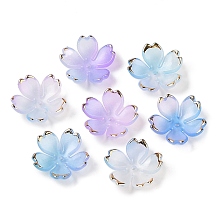 Acrylic Bead Caps, 5-Petal Flower, Lilac, 17.5x18x5mm, Hole: 1.2mm, 1162pcs/500g