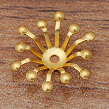 Honeyhandy Brass Bead Caps, Hair Stick Accessories, Flower, Golden, 13mm