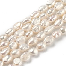 Honeyhandy Grade AA Natural Cultured Freshwater Pearl Beads Strands, Two Sides Polished, Bisque, 6~8x5.5~6.5mm, Hole: 0.6mm, about 42~45pcs/strand, 14.37 inch(36.5cm)