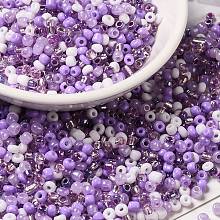 Honeyhandy Opaque & Transparent Inside Colours Glass Seed Beads, Round Hole, Round, Mixed Color, Medium Purple, 3x1.5~2.5mm, Hole: 0.8mm, about 450g/bag