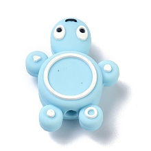 Honeyhandy Silicone Focal Beads, Turtle, Light Sky Blue, 29x22x8mm, Hole: 3mm