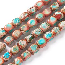 Honeyhandy Natural Regalite/Imperial Jasper/Sea Sediment Jasper Beads Strands, Dyed, Cuboid, Sky Blue, 7x6x6mm, Hole: 0.8mm, about 56pcs/strand, 161.42 inch(410cm)