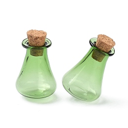 Honeyhandy Glass Cork Bottles, Glass Empty Wishing Bottles, DIY Vials for Home Decorations, Light Green, 17x27mm