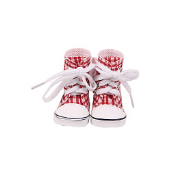 Honeyhandy Cloth Doll Shoes, High Top Canvas Sneaker for 14 inch American Girl Dolls Accessories, Crimson, 54x32x58mm