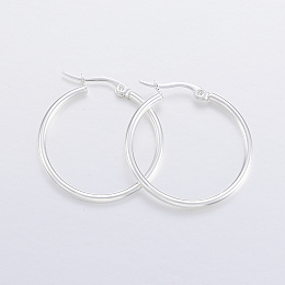 Honeyhandy 304 Stainless Steel Hoop Earrings, Hypoallergenic Earrings, Silver, 31x30x2mm, 12 Gauge, Pin: 1x0.8mm