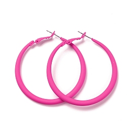 Honeyhandy Alloy Big Hoop Earrings for Women, Spray Earrings with 925 Sterling Silver Pin, Hot Pink, 6 Gauge, 50x4mm, Pin: 0.6mm