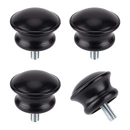 GORGECRAFT 4PCS 1x1 Black Drapery Round Curtain Rod Finials Roman Shower Curtain Rods with Screws Plastic Small Mushroom Shape Replacement Decorative Mini Head Caps for 5/8 Inch Dia Rod M5 Thread Dia