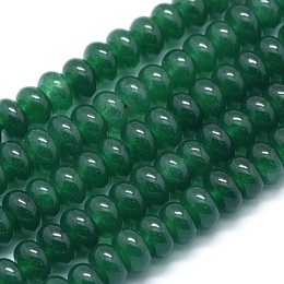 Honeyhandy Natural Jade Beads Strands, Dyed, Rondelle, Green, 8x5mm, Hole: 1mm, about 74pcs/strand, 15.15 inch(38.5cm)