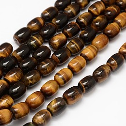 Honeyhandy Natural Tiger Eye Barrel Beads Strands, 13x8mm, Hole: 1mm, about 32pcs/strand, 15.3 inch