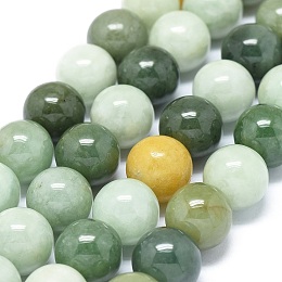 Honeyhandy Natural Jadeite Beads Strands, Round, 12mm, Hole: 1.5mm, about 33pcs/strand, 15.15 inch(38.5cm)