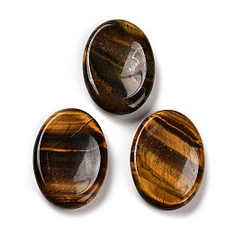 Natural Tiger Eye Oval Worry Stone, Anxiety Healing Crystal Thumb Stone, 34~35x24~25x6~7mm