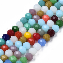 ARRICRAFT Glass Beads Strands, Faceted, Abacus, Mixed Color, 4x3.5mm, Hole: 0.7~1mm, about 104~125pcs/strand, 14.13 inch~16.93 inch(35.9cm~43cm)